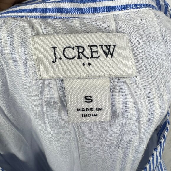 J. Crew Womens Dress S Blue Striped Stretch Cotton Poplin Tiered Button Front - Picture 8 of 13